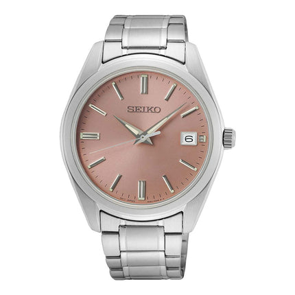 Seiko Classic SUR523P1 Discover More Pink Salmon Dial Stainless Steel Strap