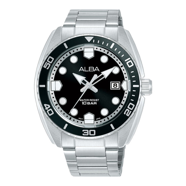 Alba Active AS9W21X1 Men Black Dial Stainless Steel Strap
