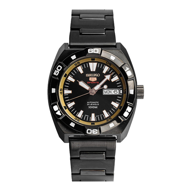 Seiko 5 Sports SRP287K1 Automatic Black Dial Black Stainless Steel Strap
