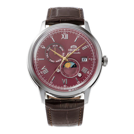 Orient Classic RA-AK0807R Bambino Automatic Sun & Moon Bordeaux Dial Brown Leather Strap