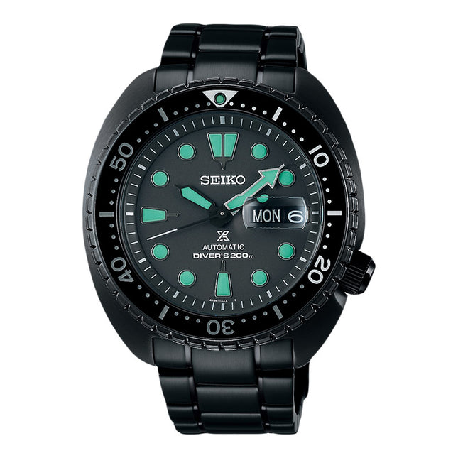 Seiko Prospex SRPK43K1 King Turtle Black Series Night Vision Diver Black Stainless Steel Strap