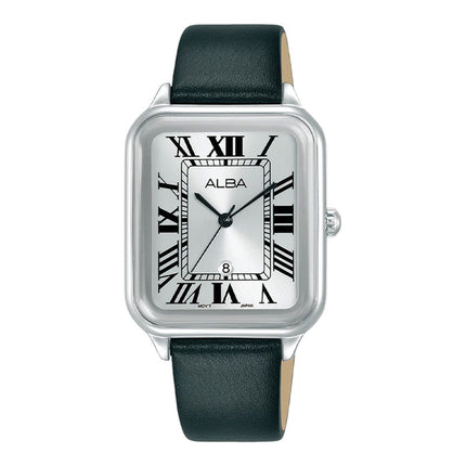 Alba Fashion AH7DX7X1 Ladies Silver Dial Black Leather Strap