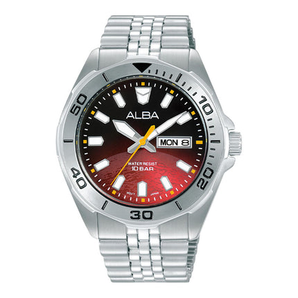 Alba Active Gravity AV3581X1 Men Red Gradient Dial Stainless Steel Strap