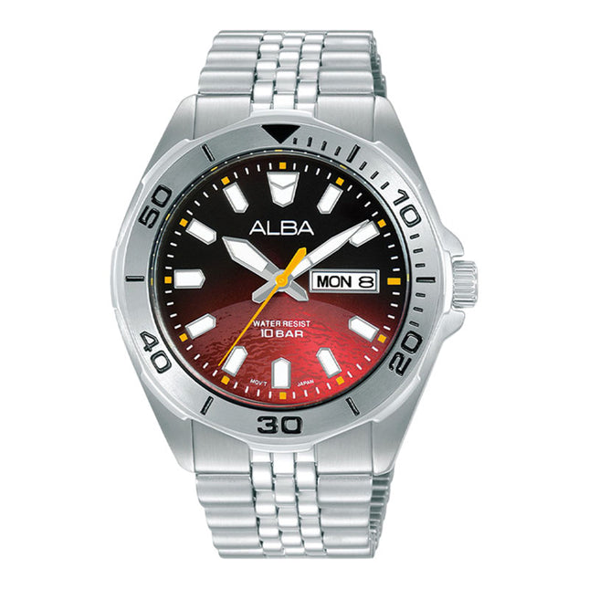 Alba Active Gravity AV3581X1 Men Red Gradient Dial Stainless Steel Strap