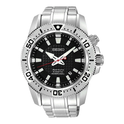 Seiko Sportura SKA509P1 Kinetic Diver Black Dial Stainless Steel Strap