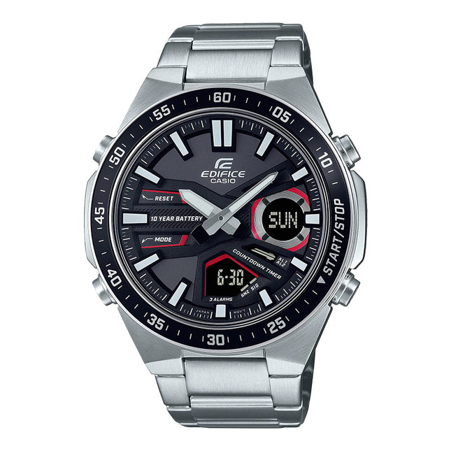 Casio Edifice EFV-C110D-1A4VDF Black Digital Analog Dial Stainless Steel Band