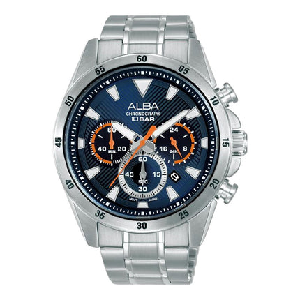 Alba Active AT3K61X1 Men Chronograph Blue Dial Stainless Steel Strap