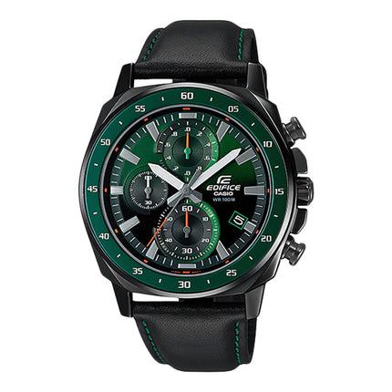 Casio Edifice EFV-600CL-3AVUDF Chronograph Men Green Dial Black Leather Band