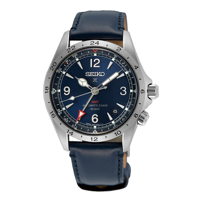 Seiko Prospex SPB377J1 Alpinist GMT Blue Dial Blue Leather Strap