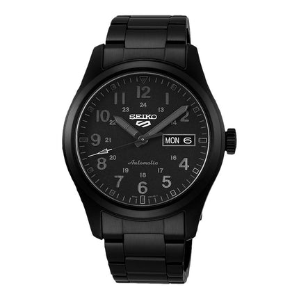 Seiko 5 Sports SRPJ09K1 Field Street Style Automatic Men Black Dial Black Stainless Steel Strap