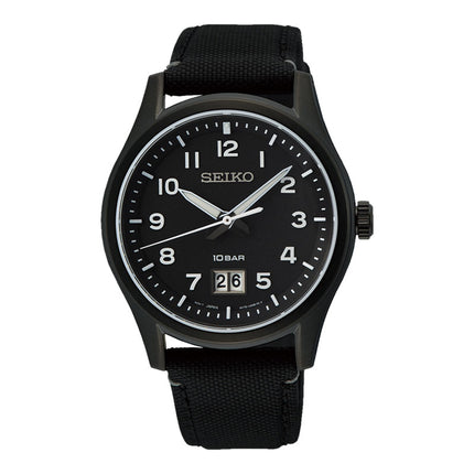Seiko SUR571P1 Discover More Black Dial Black Nylon Strap