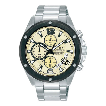 Alba Active AM3983X1 Men Yellow Dial Stainless Steel Strap