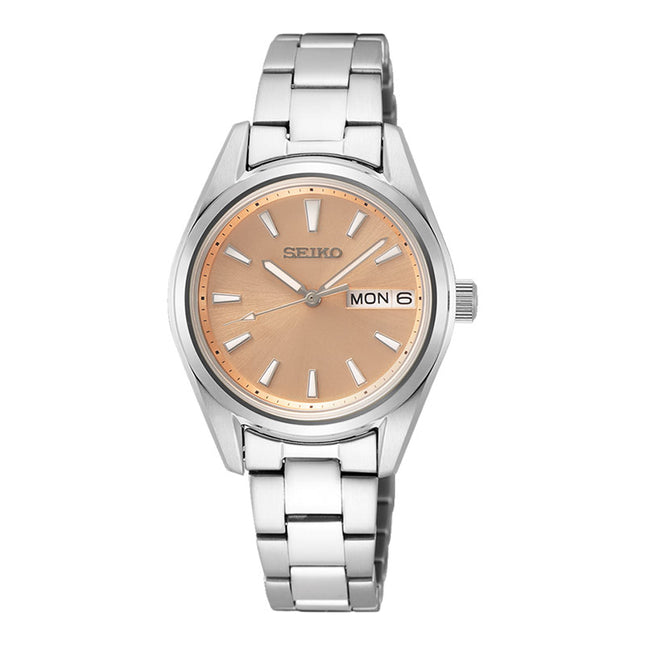 Seiko SUR351P1 Ladies Orange Salmon Dial Stainless Steel Strap