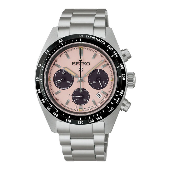 Seiko Prospex SSC963P1 Speedtimer Youngtimer Solar Chrono Pale Pink Dial Stainless Steel Strap