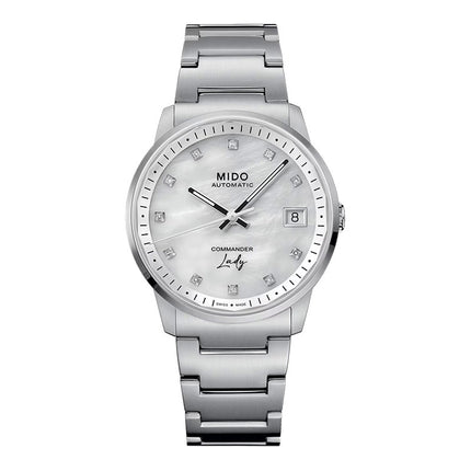 Mido Commander M021.207.11.106.00 Lady Silver Diamonds MOP Dial Stainless Steel Strap