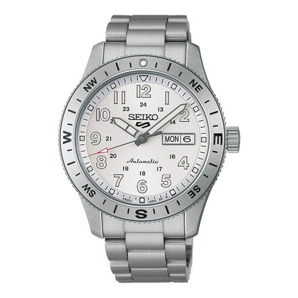 Seiko 5 Sports HDB007K1 Men Automatic Field in Silver White Dial Stainless Steel Strap