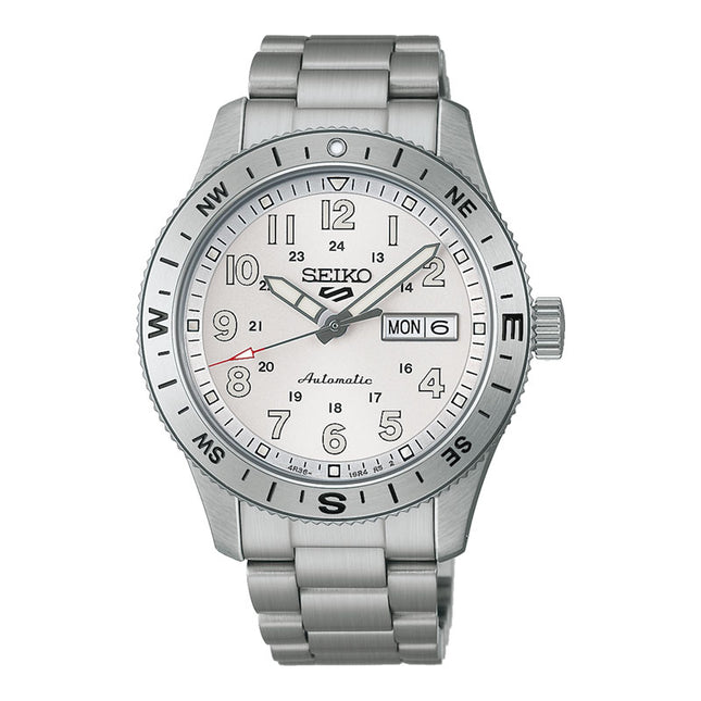 Seiko 5 Sports HDB007K1 Men Automatic Field in Silver White Dial Stainless Steel Strap