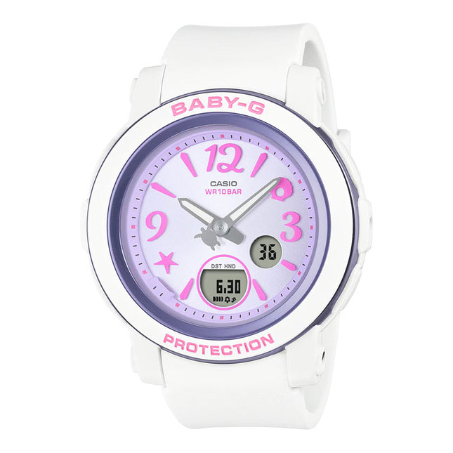 Casio Baby-G BGA-290US-6ADR Sea Elements Series Digital Analog Purple Dial White Resin Band
