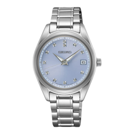 Seiko Ladies SUR581P1 Discover More Crystal Blue Dial Stainless Steel Strap