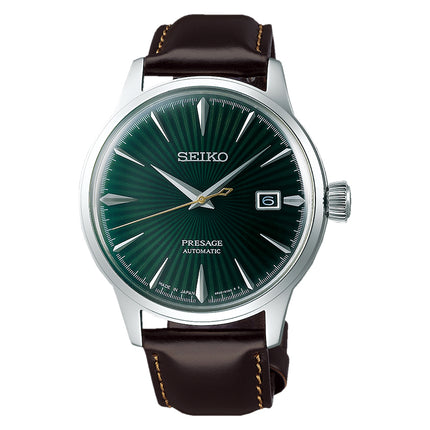 Seiko Presage SRPD37J1 Cocktail Time Mockingbird Automatic Green Dial Brown Leather Strap