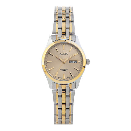 Alba AN8080X1 Ladies Gold Dial Dual Tone Stainless Steel Strap