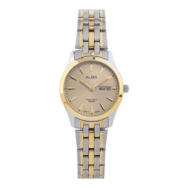 Alba AN8080X1 Ladies Gold Dial Dual Tone Stainless Steel Strap