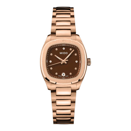 MIDO Multifort TV 28 M049.110.33.296.00 Ladies Brown Dial Rose Gold Stainless Steel Strap
