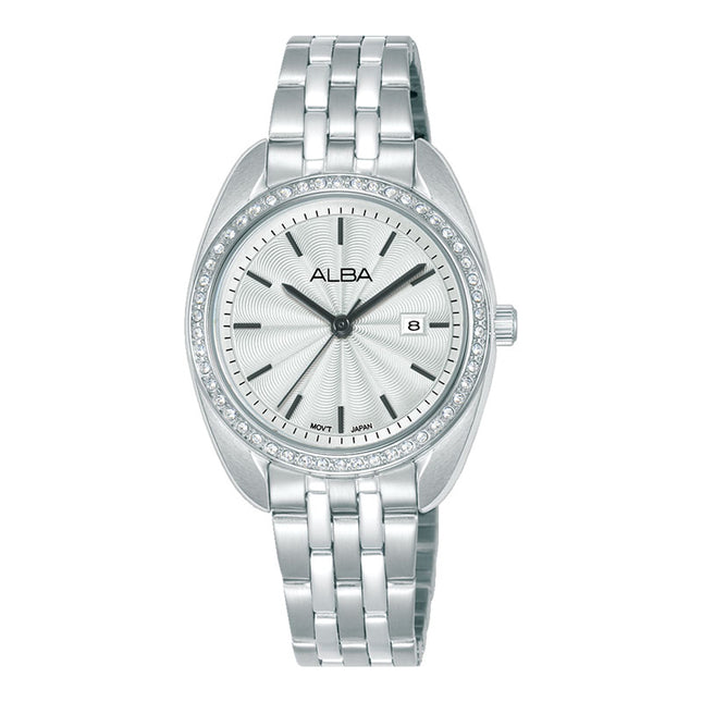 Alba Fashion AH7EV5X1 Ladies Analog Silver Dial Stainless Steel Strap