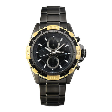 Seiko Chronograph SNDC24P1 Black Dial Black Stainless Steel Strap