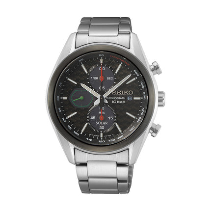 Seiko Chronograph SSC803P1 Solar Discover More Black Dial Silver Stainless Steel Strap
