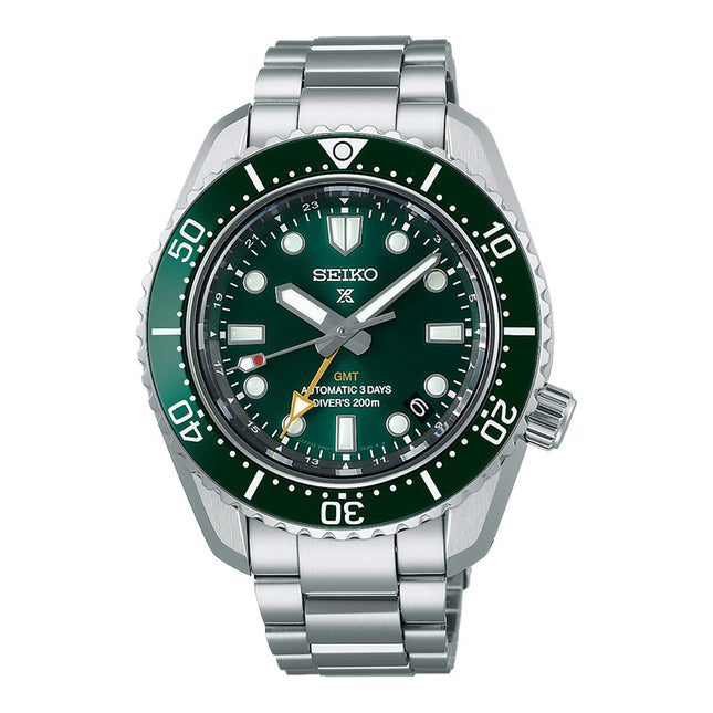 Seiko Prospex SPB381J1 Baby Marinemaster GMT Green Dial Stainless Steel Strap