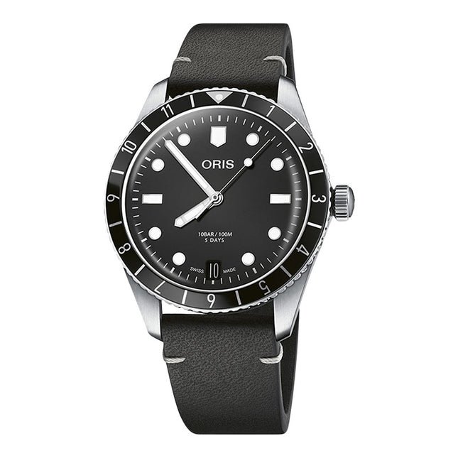 Oris Divers Sixty-Five 01-400-7772-4054-07-5-20-82 Men Black Dial Black Leather Strap