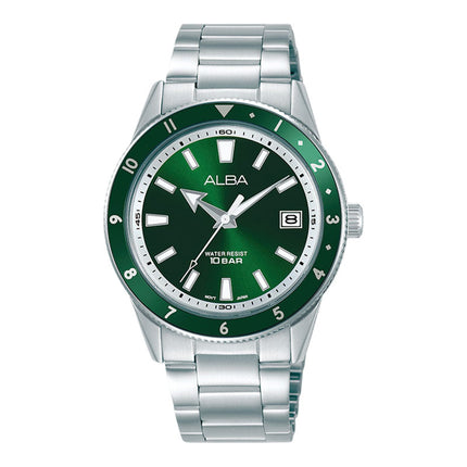 Alba AS9U79X1 Men Sport Green Dial Stainless Steel Strap