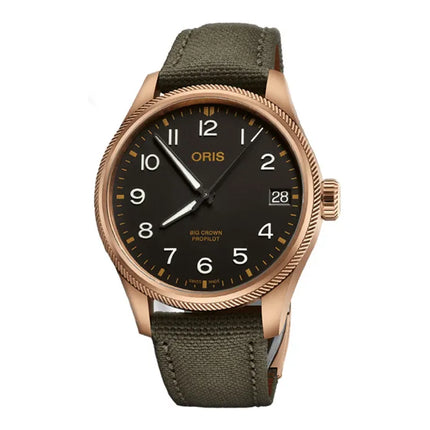 Oris ProPilot 01-751-7761-3164-07-3-2003BRLC Big Crown Big Date Black Dial Green Olive Textile Strap