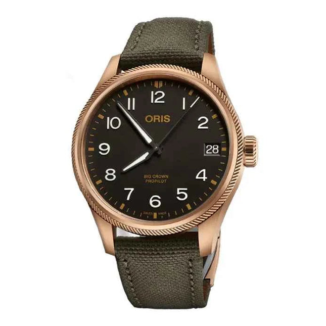 Oris ProPilot 01-751-7761-3164-07-3-2003BRLC Big Crown Big Date Black Dial Green Olive Textile Strap