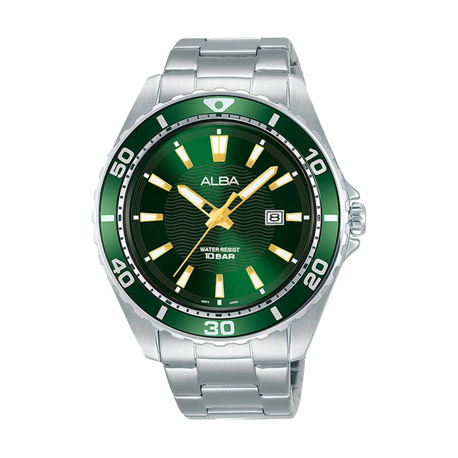 Alba Active AG8L21X1 Men Green Patterned Dial Stainless Steel Strap
