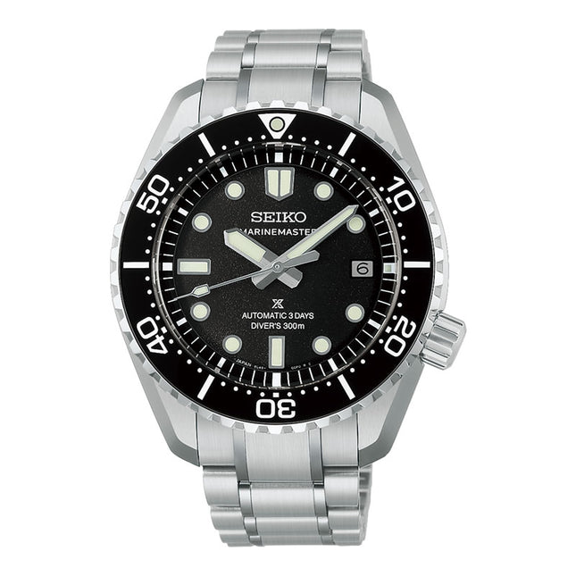 Seiko Prospex HBF001J1 Marinemaster 1968 Heritage Diver In Satin Black Dial Stainless Steel Strap