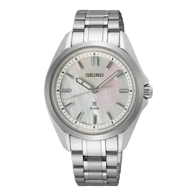 Seiko Prospex SUR605J1 Ladies Sea Marine Mother Of Pearl Seafoam White Dial Stainless Steel Strap