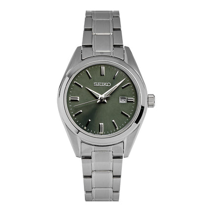 Seiko Ladies SUR533P1 Dress Olive Green Dial Stainless Steel Strap