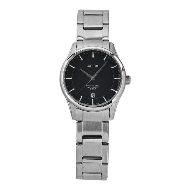 Alba Prestige AH7L75X1 Ladies Black Dial Stainless Steel Strap