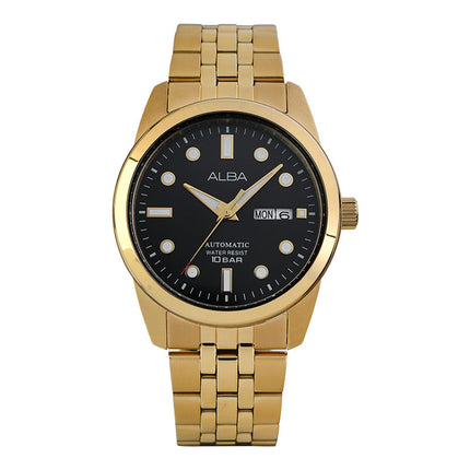 Alba Mechanical AL4654X1 Automatic Men Black Dial Gold Stainless Steel Strap