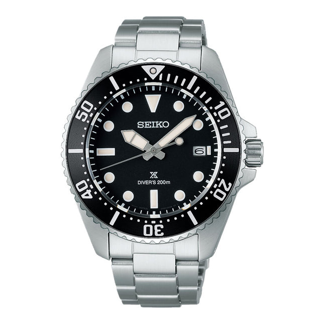Seiko Prospex SNE597P1 Solar Diver Black Dial Stainless Steel Strap