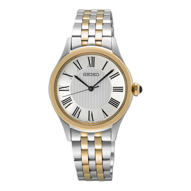 Seiko Ladies SUR612P1 Discover More Silver Dial Dual Tone Stainless Steel Strap