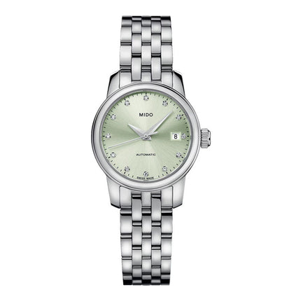 MIDO Baroncelli M039.007.11.096.00 Lady Twenty Five Green Dial Stainless Steel Strap 