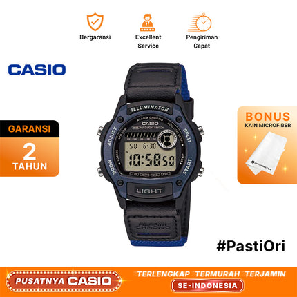 Casio General W-220HF-2AVDF Digital Dial Black Leather With Fabric Band