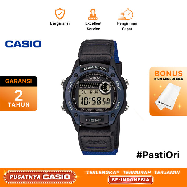 Casio General W-220HF-2AVDF Digital Dial Black Leather With Fabric Band