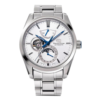 Orient Star Contemporary RE-AY0002S Men Mechanical Moon Phase Silver Dial Metal Strap