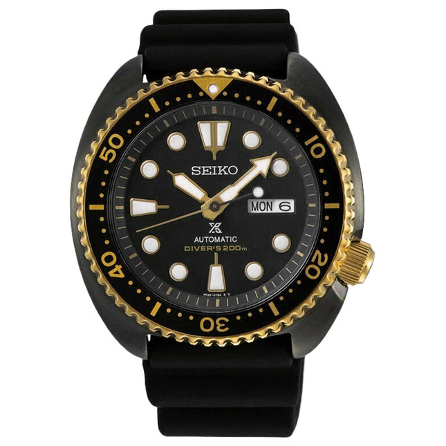 Seiko Prospex SRPD46K1 Black Turtle Gold Ring Edition Automatic Black Dial Black Rubber Strap 