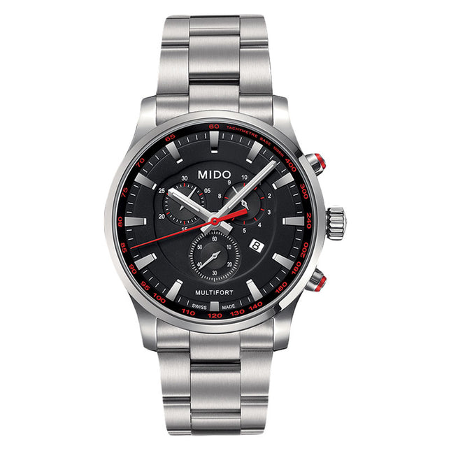 MIDO Multifort M005.417.11.051.00 Chronograph Black Dial Stainless Steel Strap