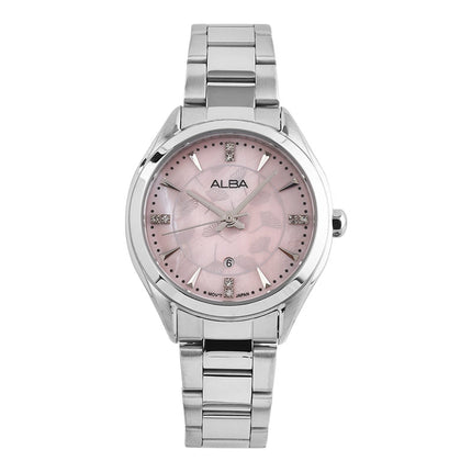 Alba Fashion AH7EK7X1 Ladies Light Pink MOP Dial Stainless Steel Strap
